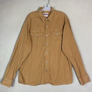Ariat Shirt Mens XL Mustard Yellow Retro Fit Snap Up Long Sleeve Pockets Western